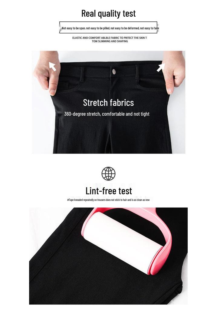 Women's High-Waisted Magic Black Slimming Pencil Pants - Plus Size, Elastic, Tight Fit for Spring and Autumn.