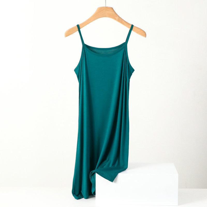 Modal Medium and Long Dress Summer Solid Color Inner with Sleeveless Large Size Loose Vest Skirt Casual Bottom Suspender Skirt