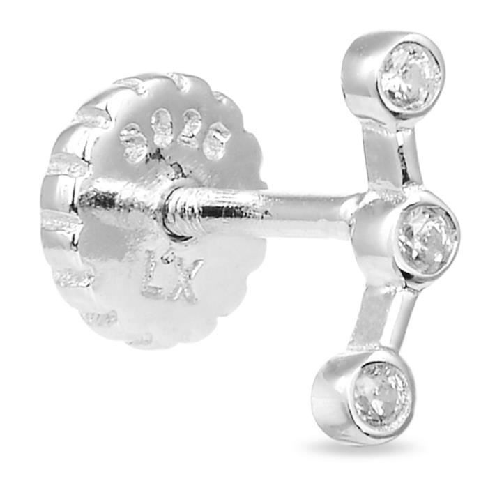Boucle D'oreille - LUXENTER - Moyenne - Argent 925 - Zirconium - Courbée
