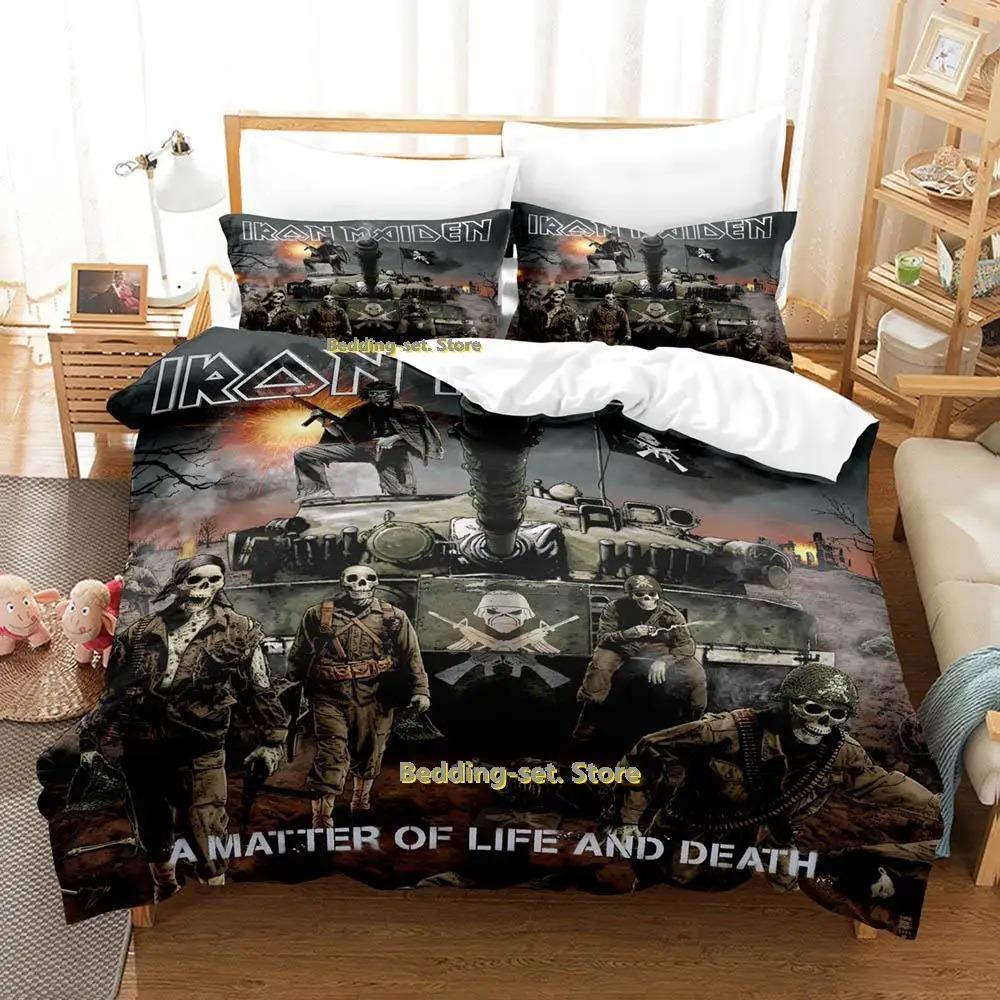 New Hip Hop Maiden Heavy Metal Bedding Set Cartoon Anime Three-piece Set Adult Kid Bedroom Duvetcover Sets Queen Bedding Set