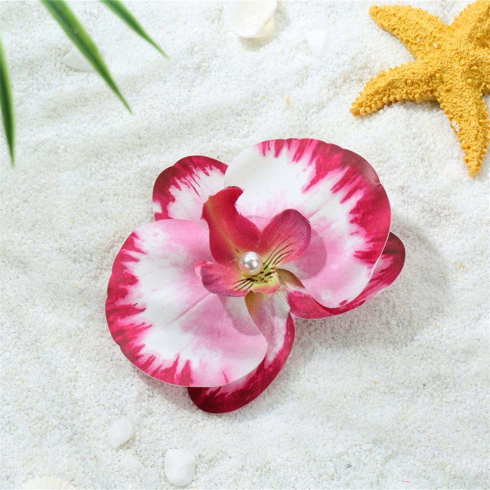 Korean Style Orchid Flower Hairpin Pearl Duckbill Clip Elegant Seaside Vacation Headwear  Daily