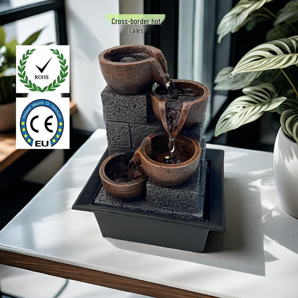 Desktop Small Fountain Water Ornament - Decorative Gift & Purification Handicraft