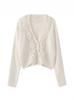 Korean Style 3D Rose V-Neck Wool Cardigan Sweater for Women