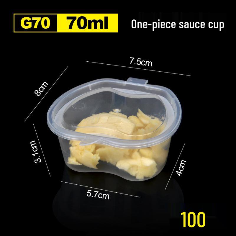100 Tazzine di Plastica Monouso per Salse con Coperchio - Ideali per Polpa di Frutto della Passione, Salsa Piccante, Salsa di Soia e Condimenti