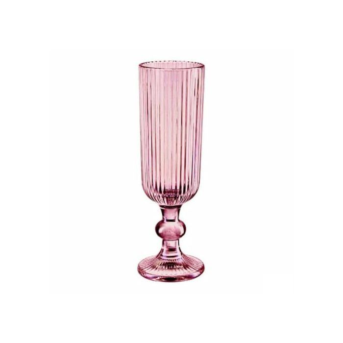 Flûtes à champagne en verre - Vivalto - Lot de 6 - Rayures roses - 160 ml - Multicolore - 12,5x18,5x19 cm