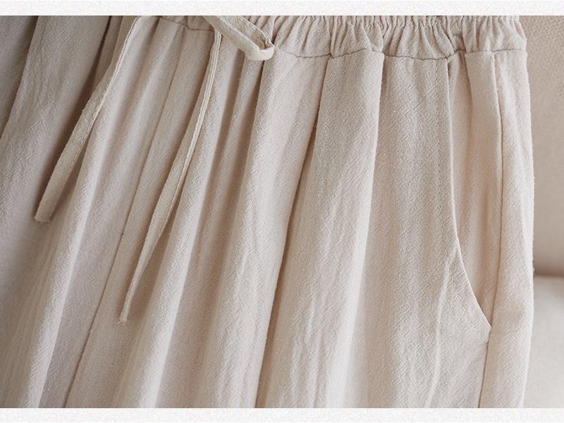 Southeast Asia Plus Size Casual Retro Cotton Linen High Waist Wide Leg Pants
