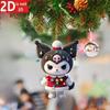 1pc Cute Kawaii Christmas Ornament - Expressive Eyes & Red Outfit with Snowflakes & Balls, Acrylic Hanging Decoration for Home, Office