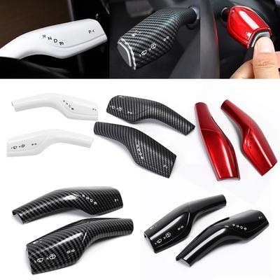 2PCS Car Gear Shift Cover Steering Lever Handle Protection Shifter Shell Shift Knob Cover Accessories For Tesla Model 3 Y