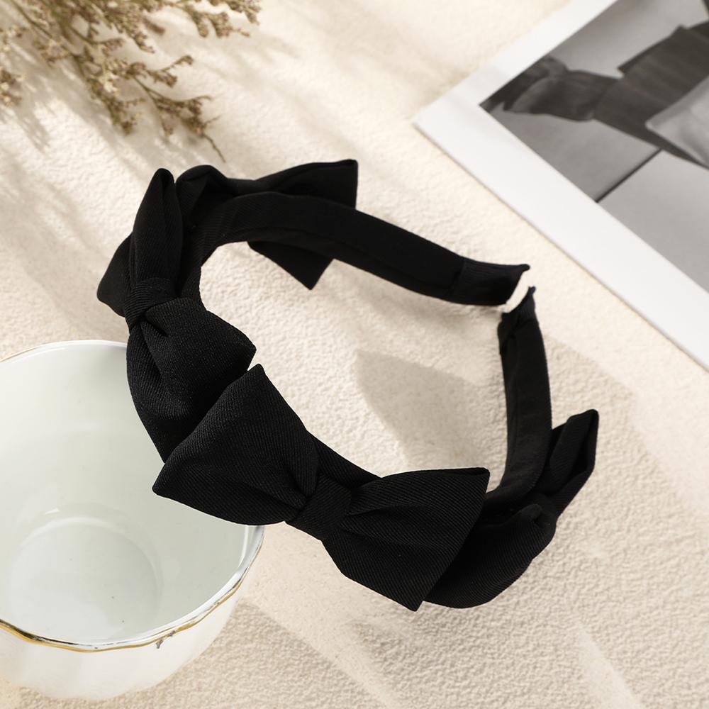 

Haimeikang Двойной бант Повязка на голову Корейская мода Обруч для волос Повязки Женский Черный Головной убор Свадьба Фестиваль Безель Аксессуары для волос