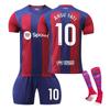 2324 Barcelona Home Football Jerseys Shorts Socks Set New Season Shorts Socks Adult Kids Size Set