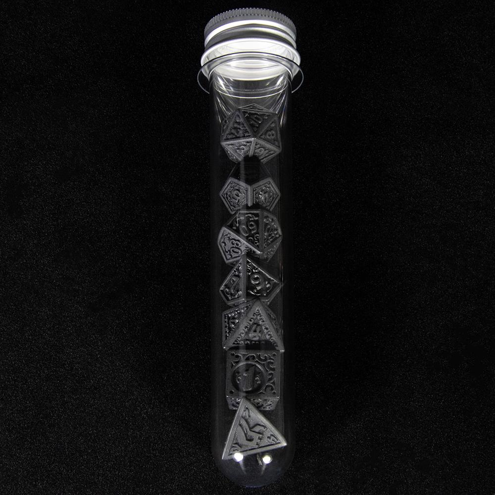 7pcs Polyhedral Dice Set with Tube Textures Pattern Dice Roll Playing Game for Entertainment/Party Game/Education/Gift