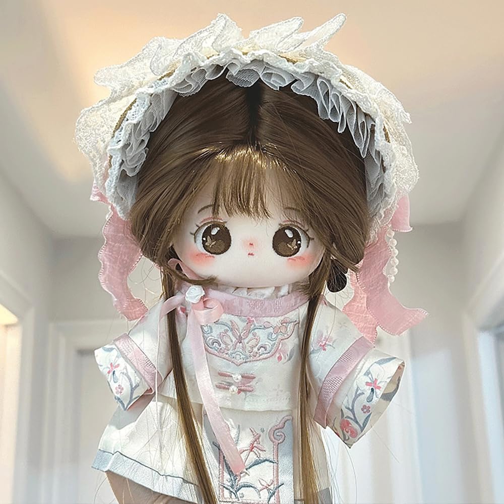 niannyyhouse 20cm Plush Ancient Style Hanfu Cotton Doll Outfit Clothes, Headgear, Coat, Skirt, (A1)