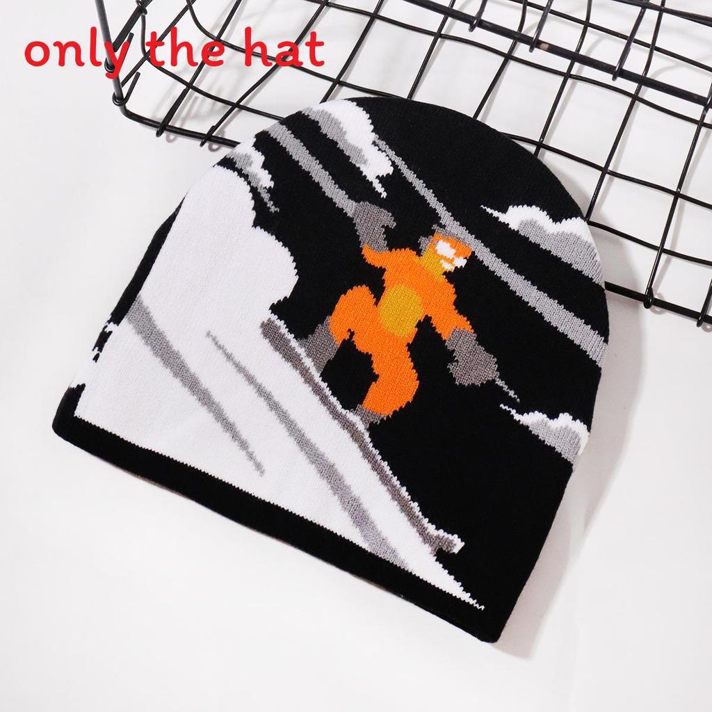 Hat Knitted Leisure With Ski Pattern Jacquard Design For Outdoor In Cold Season