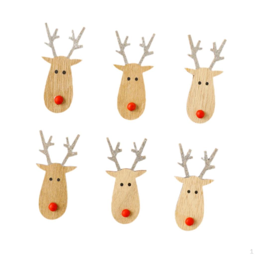 6 kusů přívěsků na vánoční stromek, dřevěné štítky, ozdoba pro festivalovou atmosféru