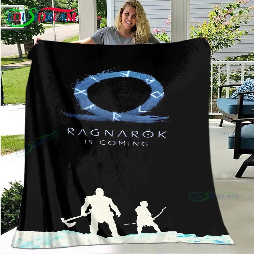 3D Game God of War Pattern Blanket Star Art Flannel Thin Blanket Portable Home Travel Office Lunch Break Blanket Birthday Gift