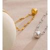 Eetit Stainless Steel Double-Layer Chain Round Stacking Necklace Pendant 16K Golden & Platinum Plated Waterproof Collar Jewelry