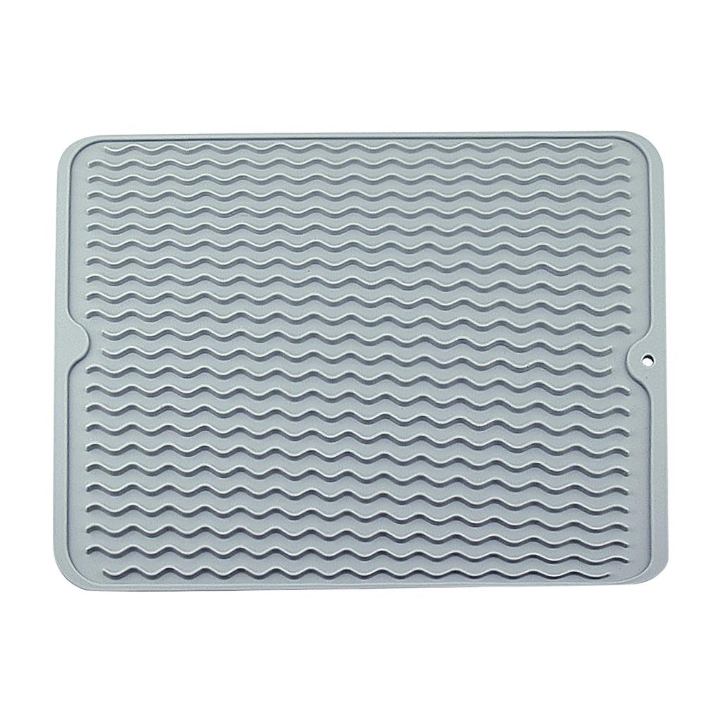Silicone Dish Drying Mat Medium Size Flexible Non-Slip Water Draining Mat with Wave Pattern for Kitchen Sink Countertop Use