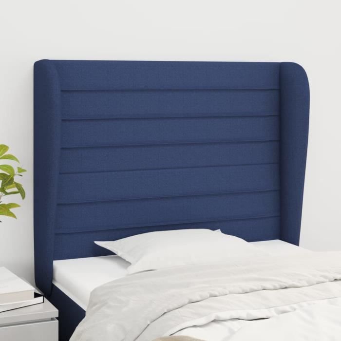 VidaXL Tête de lit avec oreilles Bleu 103x23x118-128 cm Tissu3118092