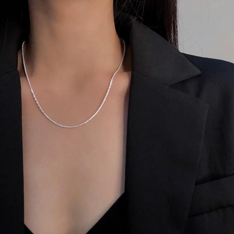 Sparkling Sand Flash Necklace Gypsy River Cauliflower Collarbone Neck Chain Plain Chain Stacked Wear Flash For Girlfriend