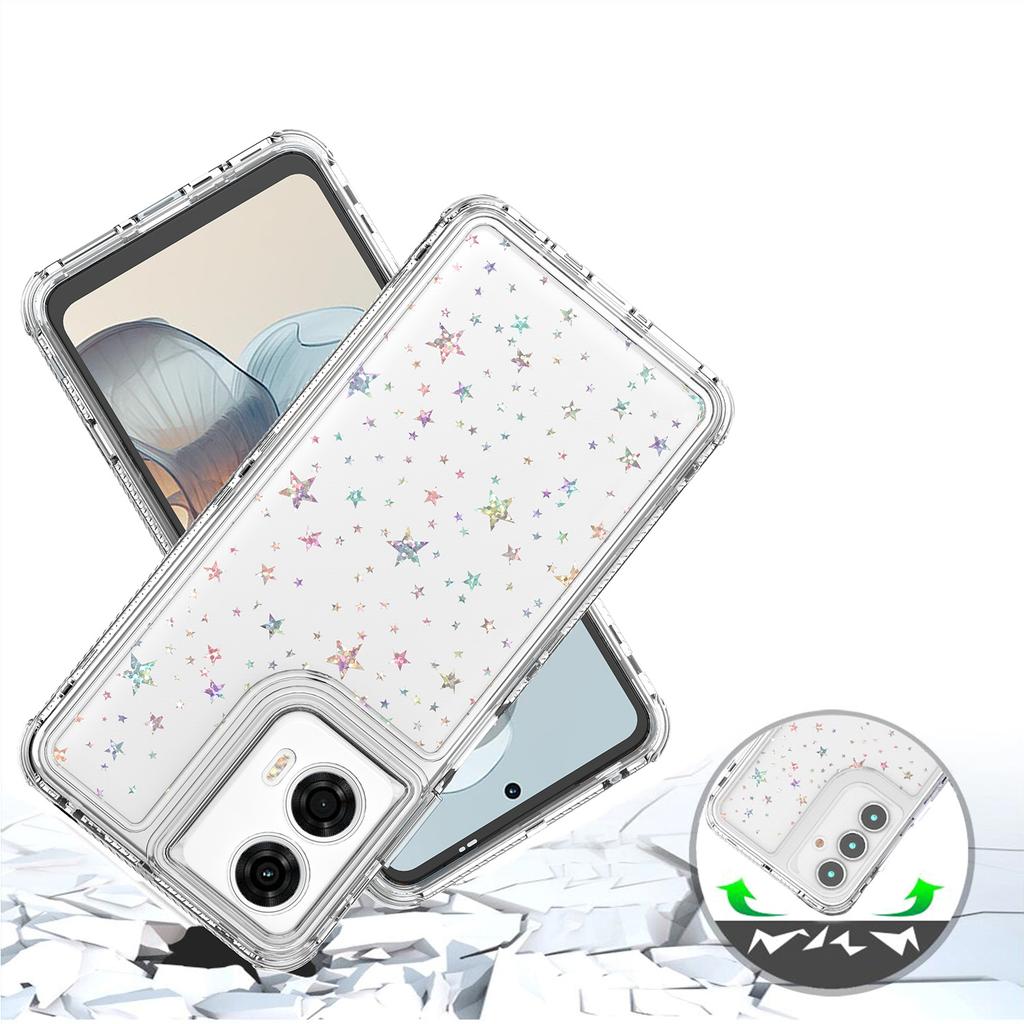 For Motorola Moto G24 Power Case Precise Cutouts Acrylic TPU Clear Phone Cover with Laser-printed Film