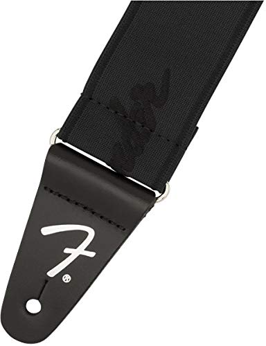 Fender WeighLess 2-Inch Running Logo Strap Black