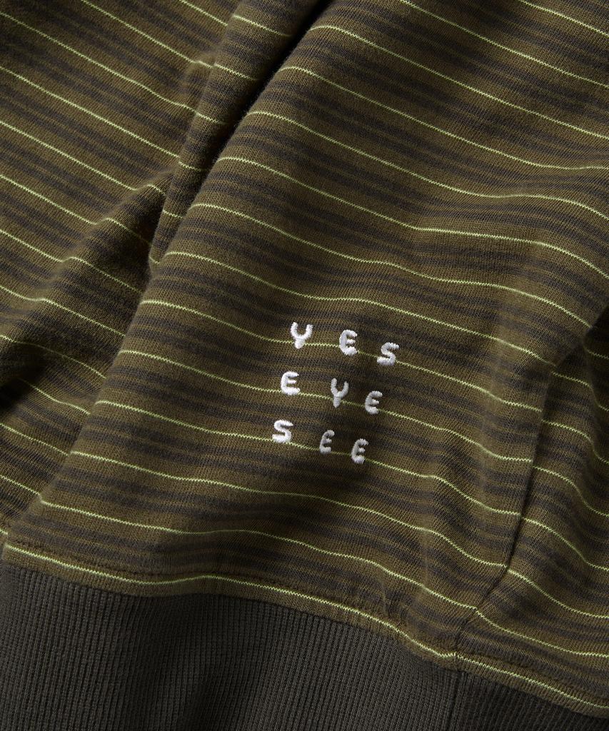 Yeseyesee Y.E.S Stripe Single Zip-Up Hoodie Khaki