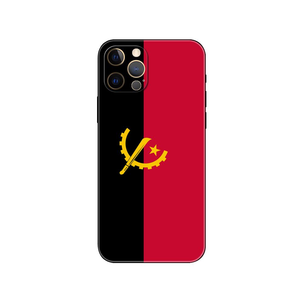 Schwarze TPU-Hülle für iPhone 5 5s se 2020 6 6s 7 8 plus x 10 XR XS 11 12 13 mini pro MAX Rückseite Angola Flagge