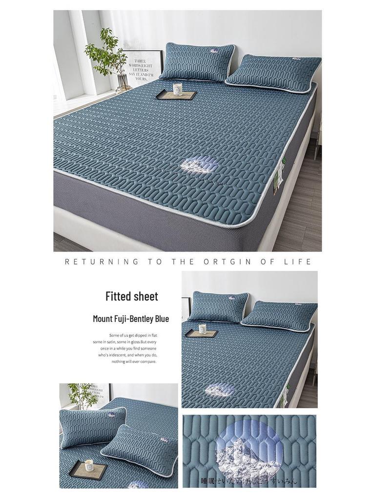 Class A Ice Silk Latex Cooling Mat Set: Washable, Antibacterial, Mother & Baby Safe, Fitted Sheet Style