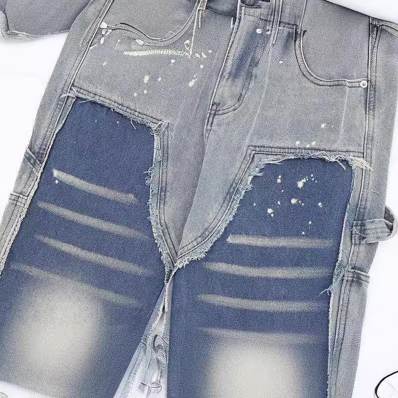 American High Street Patchwork Destroyed Gradient Jeans