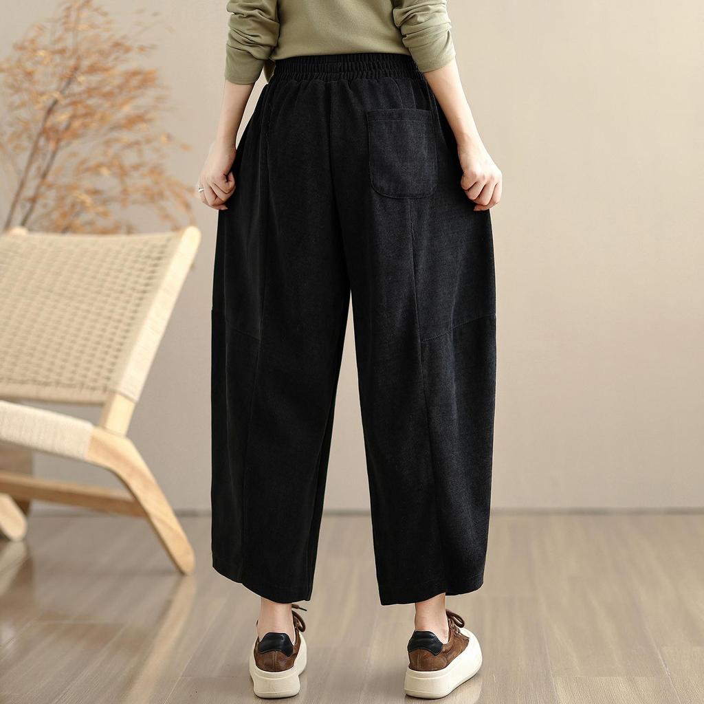 Κορδόνι plus size Vintage ψηλόμεσο casual φαρδύ Εαρινό φθινοπωρινό Παντελόνι Χαρέμι Γυναικείο Παντελόνι