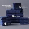 18-Piece 100% Cotton Towel Set, 4 Bath Towels, 4 Hand Towels, and 10 Face Towels, Soft and Super Absorbent