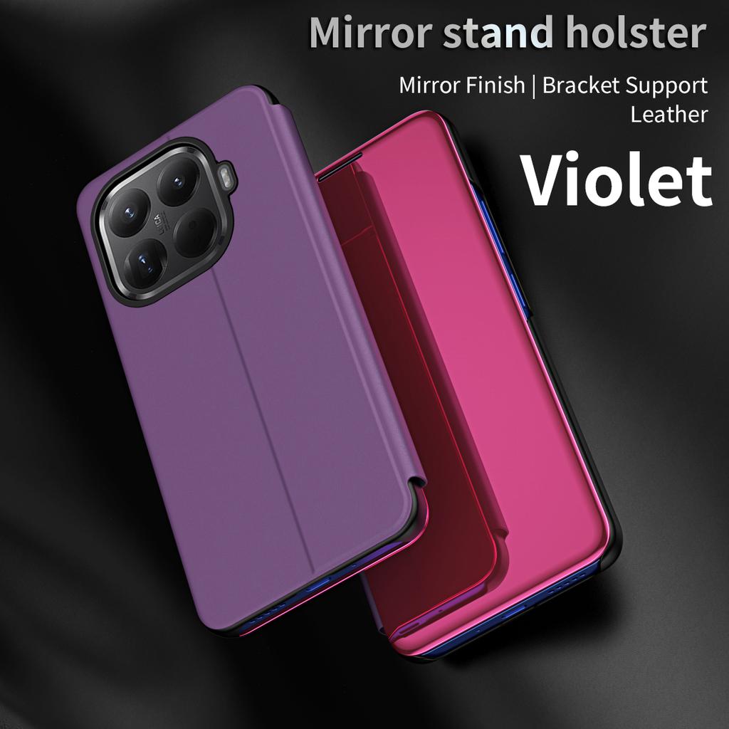 Premium Luxury Glossy Mirror Kickstand Leather Fold Phone Case For Xiaomi 17T Pro 15T 14T 13T 14 Pro Shockproof Protector Cover
