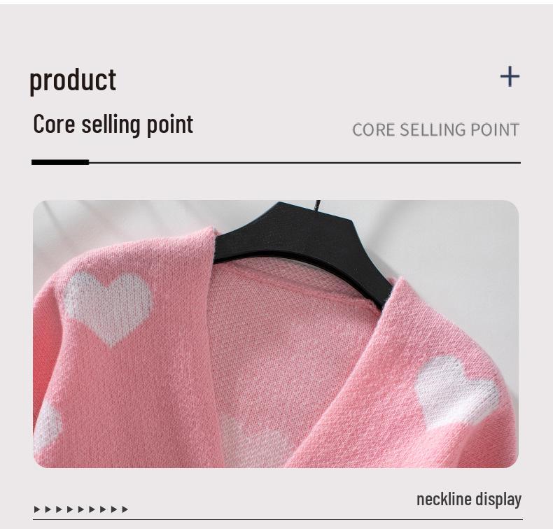 Fuzzy Women's Knitwear: Heart Single-Breasted Loose Cardigan - Autumn/Winter 2024