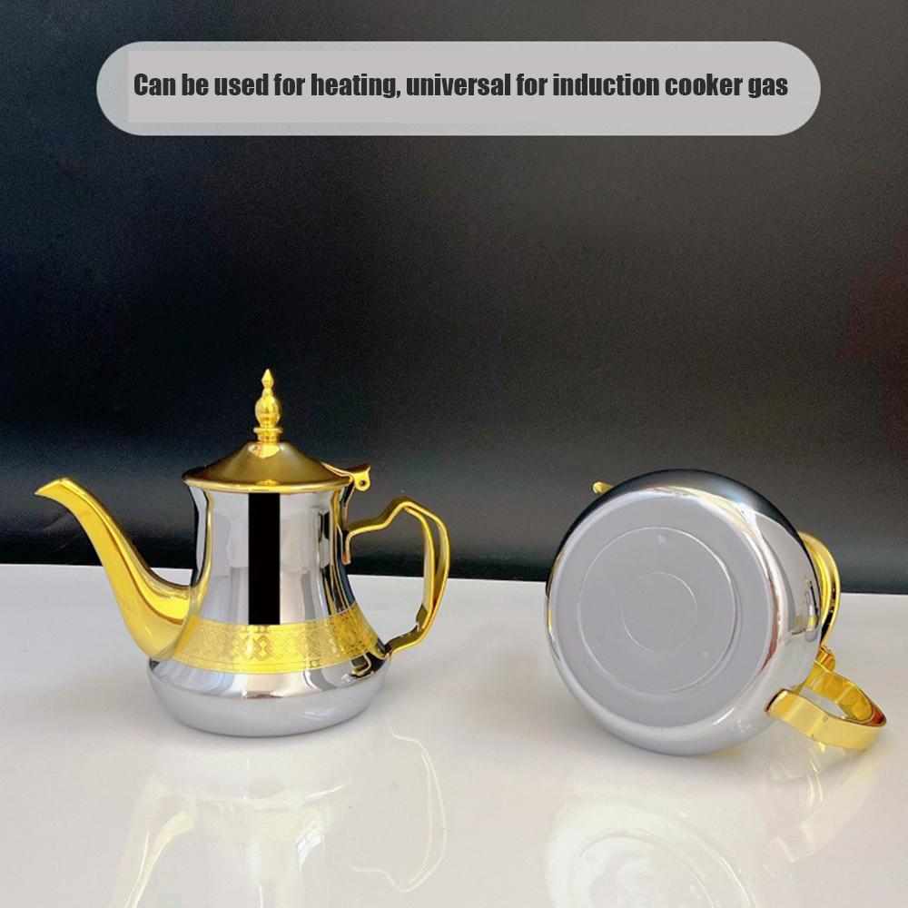 Arabic Style Stainless Steel Teapot, Moroccan Mint Tea Pot, Induction Cooker Gas Boiling Water kettle,Restaurant Home Tea Kettle