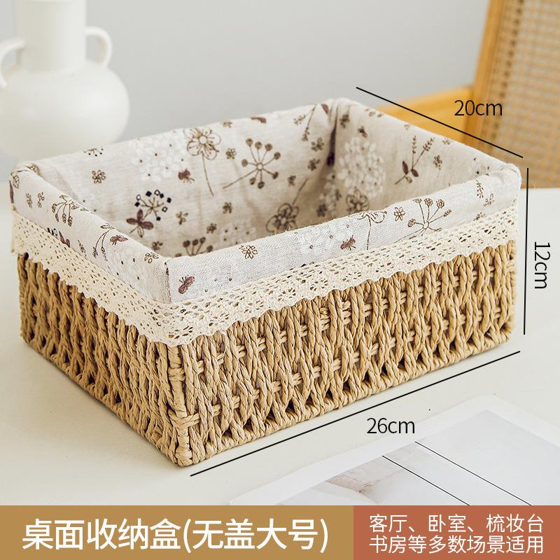 Geflochtener Aufbewahrungskorb mit abnehmbarem Innenfutter zur Reinigung, kleine Größe 18x12x10cm, praktischer Haushaltsorganizer mit Spitzenbesatz