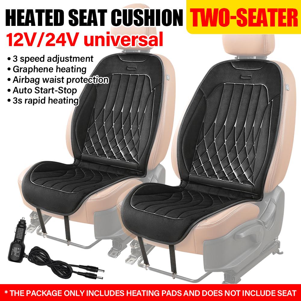 Universal Heated Car Seat Cushion 12V/24V Anti Slip Heating Winter Warm Car Cushion with Fast Heat Function for Driver Xmas Gift