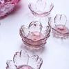 Japanese Sakura Hammered Glass Dishes Blush Pink Soy Sauce Dipping Bowls Mini Condiment Appetizers Plates for Sushi & Dining
