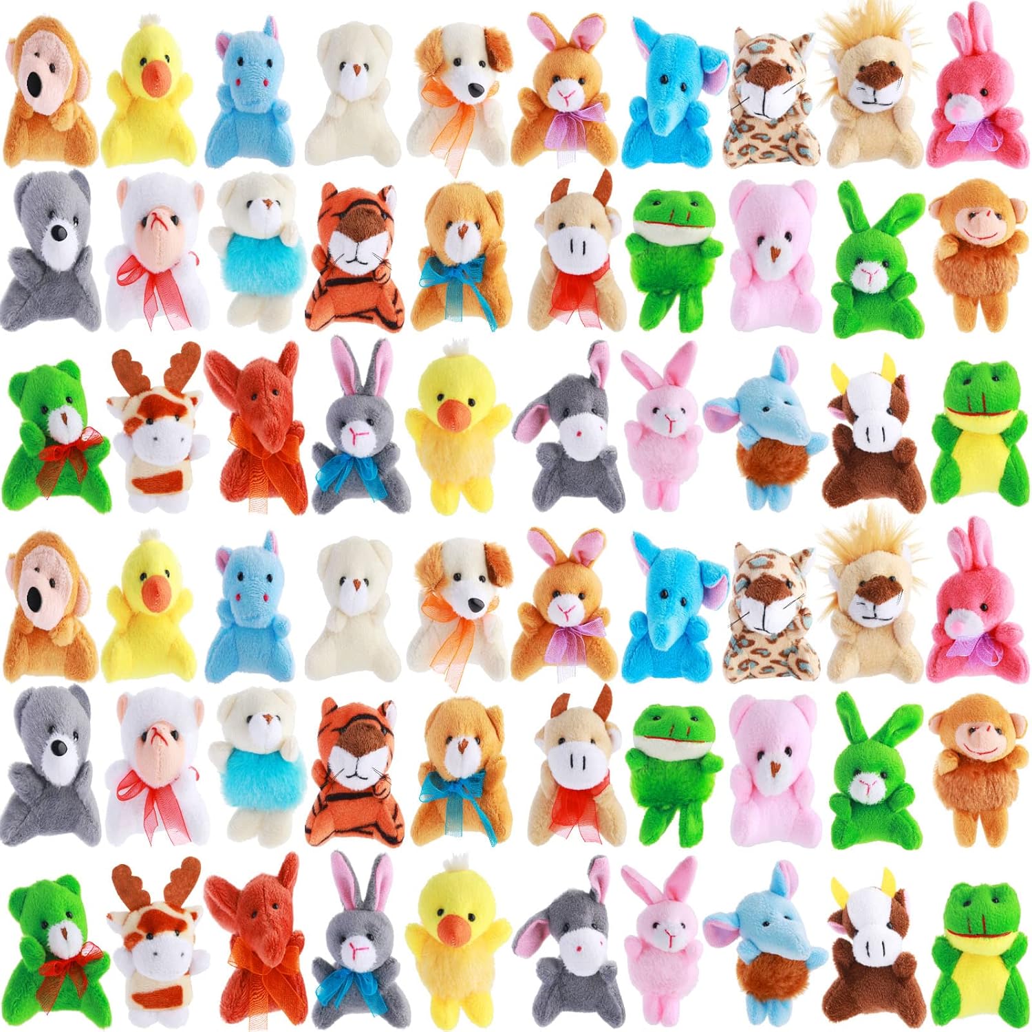 Skylety 60 Pack Mini Plush Animals for Christmas 30 Styles Bulk Mini Stuffed Animals Plush Toy Small Stuffed Keychain Cute Assortment for Carnival