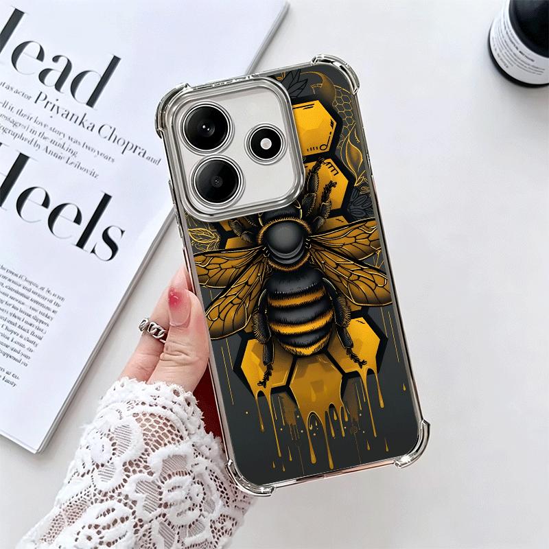 

Bee Keeping Honey Cute Plating Phone Case For Xiaomi Redmi Note 14 15 Pro Plus 13 12 11 11S 11T 10 9S 9 5G Anti-Fall Airabag Cov Redmi Note 12 Pro 4G