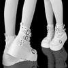 Botas de Plataforma Góticas Vampiro Cosplay Femininas de Cano Médio 2024 Inverno Cunhas Confortáveis Botas de Motocicleta Femininas