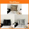 Cotton Tote Bag With Grid Pattern For Casual Daily Use