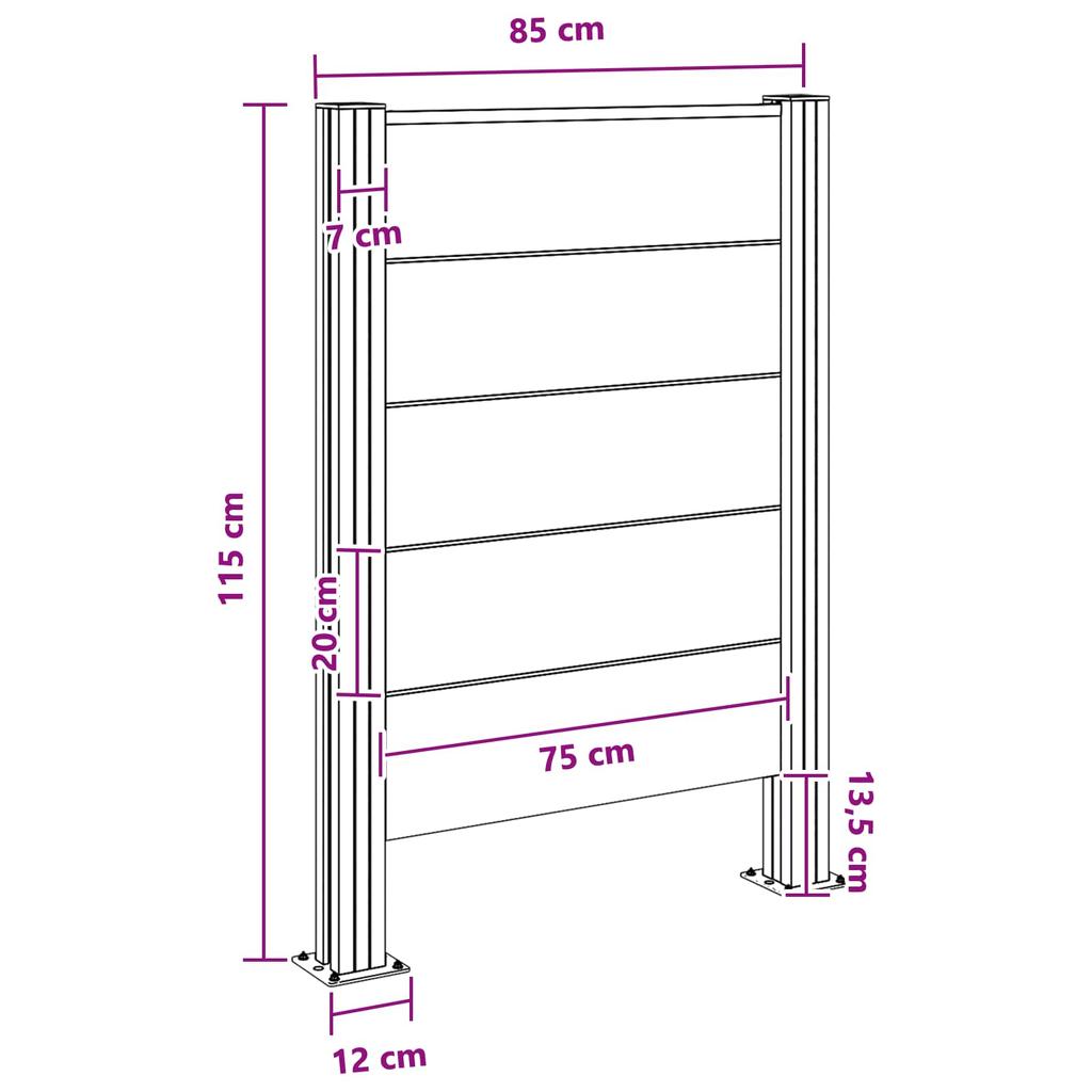 Waste Bin Fence Gray 85 X 12 X 115 Cm Aluminum and WPC