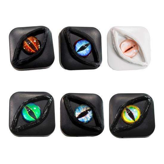 Creepy Eye Contact Lens Case Double Compartments Lens Holder with Mirror Tweezers Portable Storage Box for Makeup & Cosplay Accessories
