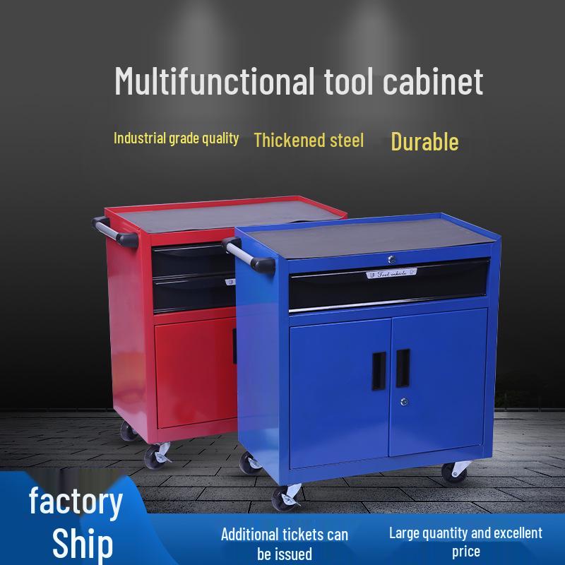 Thickened Cold-Rolled Steel Double Door Tool Cabinet with Double Drawers for Auto Repair White and Gray Fully Closed