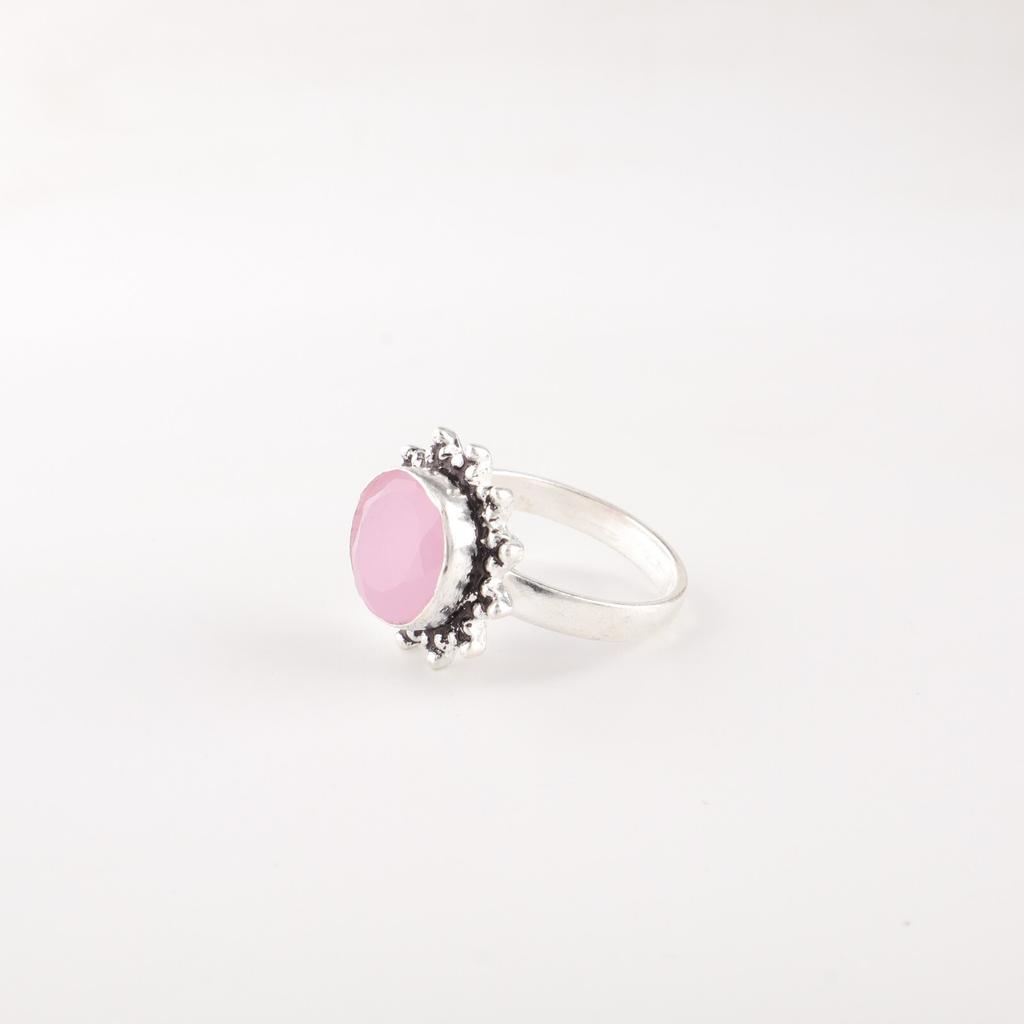 Rose Chalcedony Gemstone 925 Sterling Silver Jewelry Handmade Ring Gift For Her RR-7-14