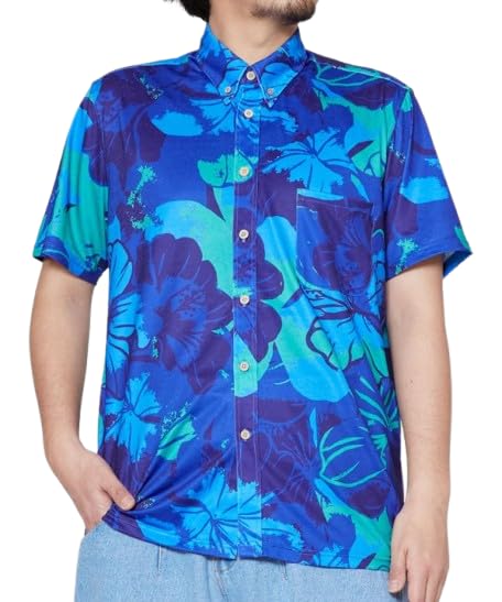 

Mauna Loa YJA-4108 Ocean Blue Bird Pua aloalo Men s Shirt, Size L, Blue