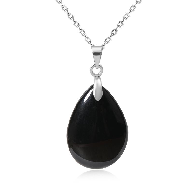 New Fashion Natural Stone Crystal Pendant Teardrop Simple Pendant Necklace Earrings Making Jewelry With Chain Collar