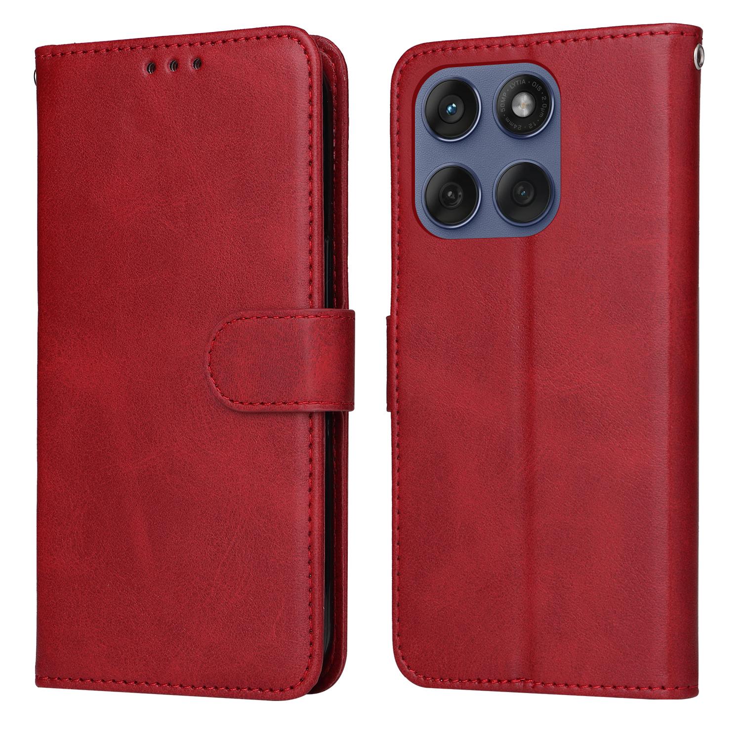 

For Motorola Edge 60 Fusion 5G Case Wallet PU Leather Folio Flip Phone Cover Red