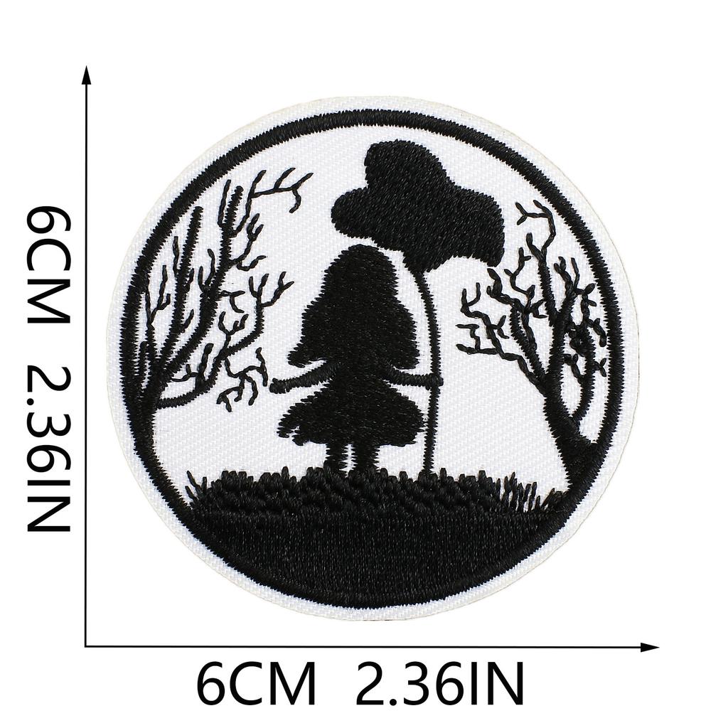 Wind Chime Embroidery Cloth Sticker Cute Bulldog Bag Decorative Patch Sticker Art Embroidery Label Red Lip Stamp Sticker