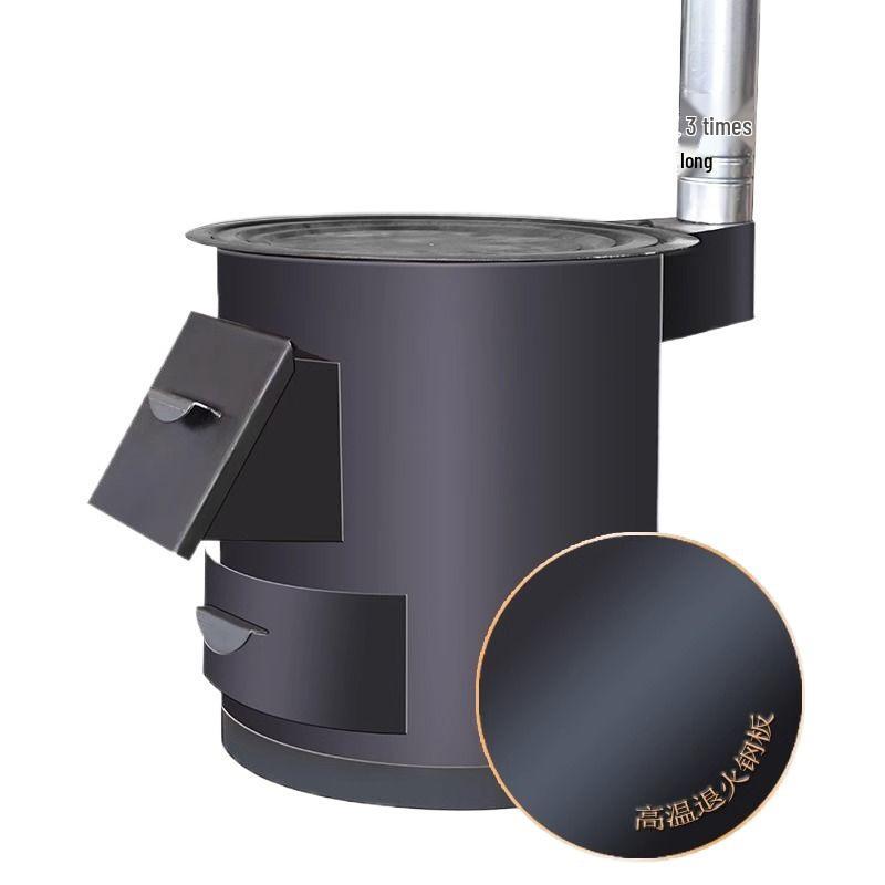 Energy-Saving Portable Indoor Firewood Stove: Smokeless Iron Heating with Big Pot Table for Rural and Courtyard Use.